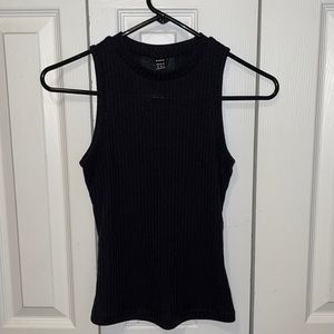 Black mock neck ribbed tank